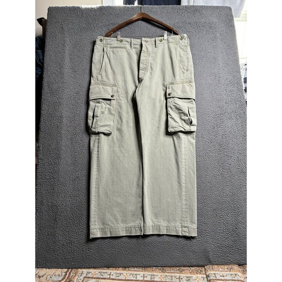 Men's RRL Double Ralph Lauren HBT Fatigue Cargo Pants 38x32 13 Star Wide Leg - Picture 1 of 16